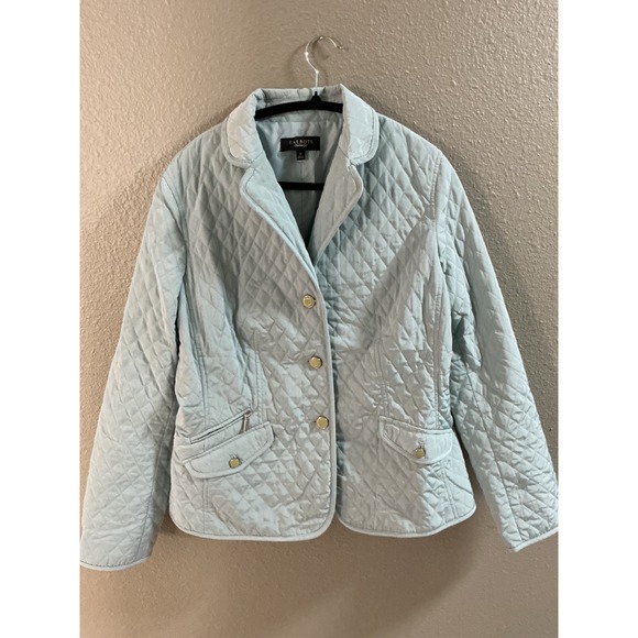 Talbots Jackets & Blazers - Talbots Mint Green Quilted Blazer Jacket Womens Size 12 Diamond Quilt Button Up